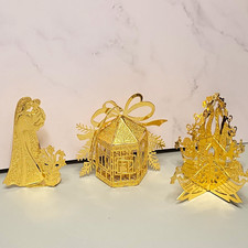 Vintage 1988 Danbury Mint Gold Christmas Ornament Collection – Lot of 3. picture