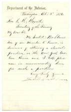 ZACHARIAH CHANDLER, US Interior Secretary/MI Senator/Detroit Mayor, Letter 12027 picture