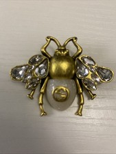 Gucci Brooch Pin Gold Tone With Elegant Clear Rhinestone  picture
