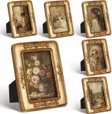 6 Pcs Vintage Picture Frames 2.5X3.5 Wallet Size, Small Ornate Picture picture