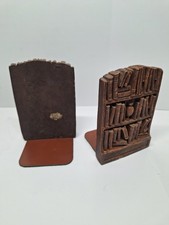 1950s Bookshelf Bookends Syroco Wood USA Library Bookcase Spines Shaped picture