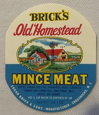 Antique 1910s-30s Old Homestead Mince Meat Label 🥧 Brick's NJ Farm Decor picture