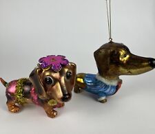 Vintage Dachshund Blown Glass Christmas Ornaments picture