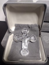 ONE----Vtg 2000 Waterford Crystal Star Cross Ornament  Gift Boxed NOS picture