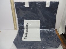 Starbucks Thailand Blue Navy Canvas Logo Tote Bag Front Pocket New in Package picture