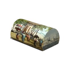 Vintage Turkish Trinket Box Hand Painted Camel Bone Istanbul Mosque Scene Small picture