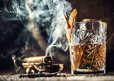 7x5ft Fabric Cigar and Whiskey Backdrops for Photography Burning Cigarette Wh... picture