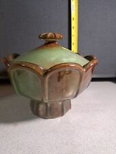 Vintage Royal Heagar Pedestal Serving Bowl With Lid USA Green 712-s #2554L222 picture