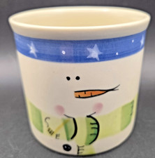 Hartstone Minimalist Line-Art Snowman Face Mug Cream Blue Stars Green Scarf picture