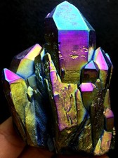 216g WOW Rainbow Titanium plated Crystal Cluster, color-changing crystal picture