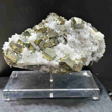 18LB Natural chalcopyrite Crystal Mineral Specimen Calcite Quartz Cluster Point picture