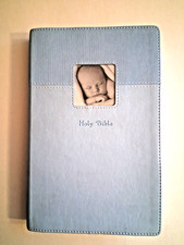 NIV Baby Gift Bible Leathersoft Blue Duotone Keepsake Memory First Year Book picture