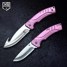 2pc Set Fixed Blade survival Hunting Knife Spring Assisted Pocket Knife + Sheath picture