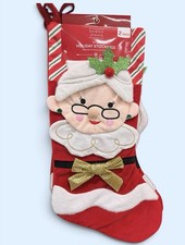 2-Pack 22” Christmas Stockings Red White Handmade Deluxe Embellished picture