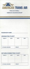 American Trans Air ticket jacket wallet white rev 10/88 [0102] Buy 4+ save 50% picture