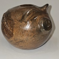 VINTAGE  MCM 1957 Unique Hand Made Pig Piggy Bank Effigy Ceramic Glossy picture