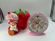 Vintage strawberry shortcake penny Bank and clock picture