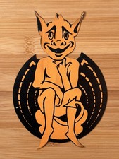 1920-30’s RARE UNMARKED Dennison? Halloween Devil Die-Cut Paper decoration 6in picture