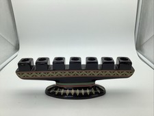 Vitg. Avon Kwanza Collection 7 Candle Kinabalu Black Ceramic Candle Holder 13” picture