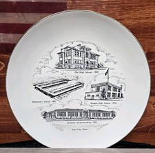 High School Grammer School Building 1936 Knox City Texas Collectible Plate Vtg picture