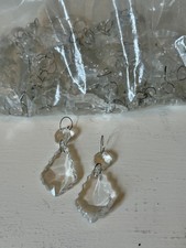 Vintage Glass Chandelier Crystal Prisms LOT of 16 French Pendalogue Leaf Shape picture
