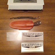 Bradford Guardian3 Fixed Blade Knife N690 Drop Point Gray Micarta, Sheath. picture