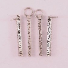 Pair Tibet Carved Star Sun Moon Mantra Om Mani Quadrangular Prism Amulet Pendant picture