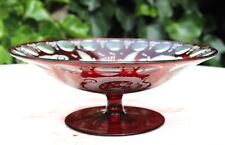 Vintage Egermann Czech Bohemian Ruby Red Cut Clear Stag/Bird/ Footed Bowl picture
