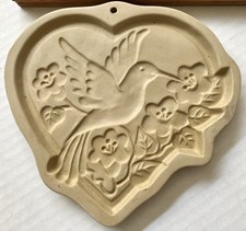 1992 Vintage Hill Design Brown Bag Cookie Art Mold Hummingbird Heart Flowers picture