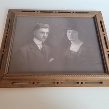 Antique Framed Portrait Young Couple c1918–1923 Black & White Studio Photograph picture
