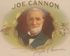 Antique 1920s - 1930s Joe Cannon Cigar Box Label 🎩 NOS Gold Embossed Speaker picture