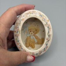 Vtg 1992 Cherished Teddies Priscilla Hillman Lidded Oval Porcelain Trinket Box picture