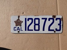 Vintage 1919 Porcelain California License Plate w/ Star 128723 picture