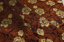 1960s/4.3 yard/Luxury vintage silk jacquard fabric/Brown brocade,floral cloth picture