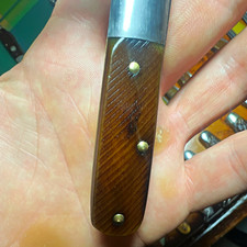 Vintage USA 3-Blade Slipjoint Pocketknife Brown Wood Handle Nail File Clip Pt picture