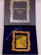 Teresa Pennington Moonlight over Mitford Ornament Christmas 2002 24k Gold USA picture