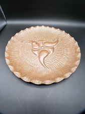 Antique Arts Crafts Hammered Copper Charger Plate Celtic Triskele Heavy 12.75