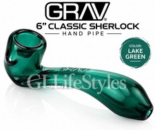 GRAV® LARGE 6” CLASSIC SHERLOCK GLASS HAND PIPE, 6 Colors Available, LAKE GREEN picture
