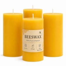 Natural Beeswax Pillar Candles, Non Toxic,2x4 Inch, 4 Pack,140 H Long Burn picture