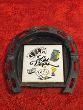 Vintage Cast Iron Las Vegas Horseshoe Ashtray/Coaster picture