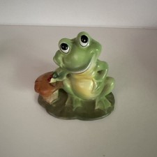 Cute Vintage smiling Frog Josef Originals figurine w ladybug Mushroom 3.5” picture