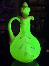 Fenton 85th Anniversary Burmese Cruet / Vase Petite Floral Design - 1990 (Glows) picture