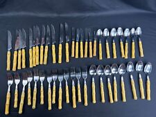 Vintage Gibson Stainless Steel Bamboo Flatware 46 Pieces picture