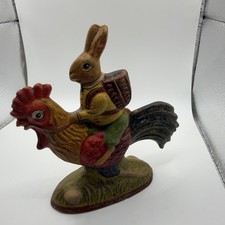 VTG 1997 Vaillancourt Folk Art Chalkware Rabbit Riding Rooster #75/250 9714LTD picture