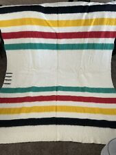 RARE Hudson's Bay 4 Point Wool Blanket with RED Label - Scroll B, c1930 picture