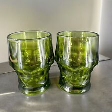 Viking Glass Honeycomb Georgian Glasses Green Rocks Old Fashioned Green Set 2 picture
