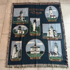 VTG Famous Lighthouses Throw Blanket 67” x 52” - Mill Street Designs Made In USA picture