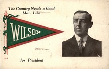 Woodrow Wilson pennant Political Campaign c1910s Vintage Postcard bhn picture