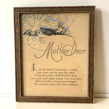 Vintage Art Deco Wood Framed 1930s Mother O Mine Motto Print picture