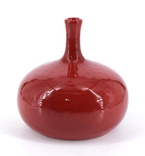 Global Views Tomato Vase Medium Pencil Neck Red Ox Blood Glaze 6